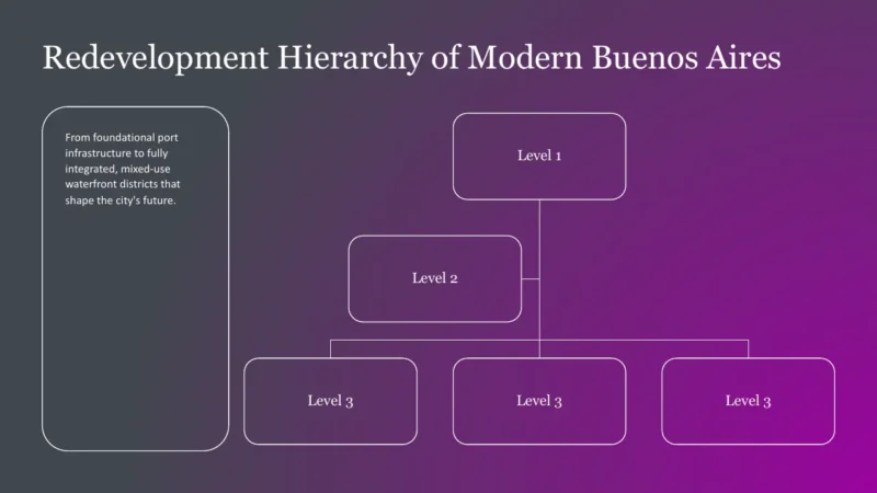 structure Diagram illustrating the redevelopment hierarchy of modern Buenos Aires with three levels.