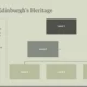 Organizational chart titled "Pillars of Edinburgh's Heritage" with text and five hierarchical levels.