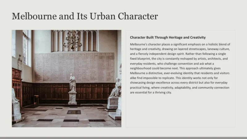 text-box-v2-melbourne Interior of a historic hall with marble statues, wooden paneling, and an inscribed wall.