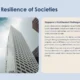 Alt text: Modern high-rise buildings under a partly cloudy sky beside text about Singapore's resilience and urban planning challenges.