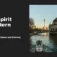 View of Berlin's historic Bode Museum and TV Tower with a boat on the Spree River at sunset.