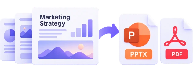 A Marketing Strategy deck exported as PPTX and PDF files