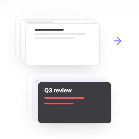 Stack of landscape PDF pages from an exported deck rebuilt as slides on a new template, starting with Q3 review