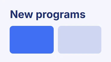 New programs slide with two content blocks