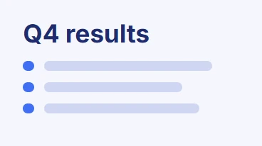 Q4 results slide with three bullet points