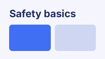 Safety basics slide with two content blocks