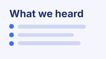 What we heard slide with three bullet points
