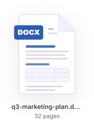 Word document icon for q3-marketing-plan.docx, 32 pages